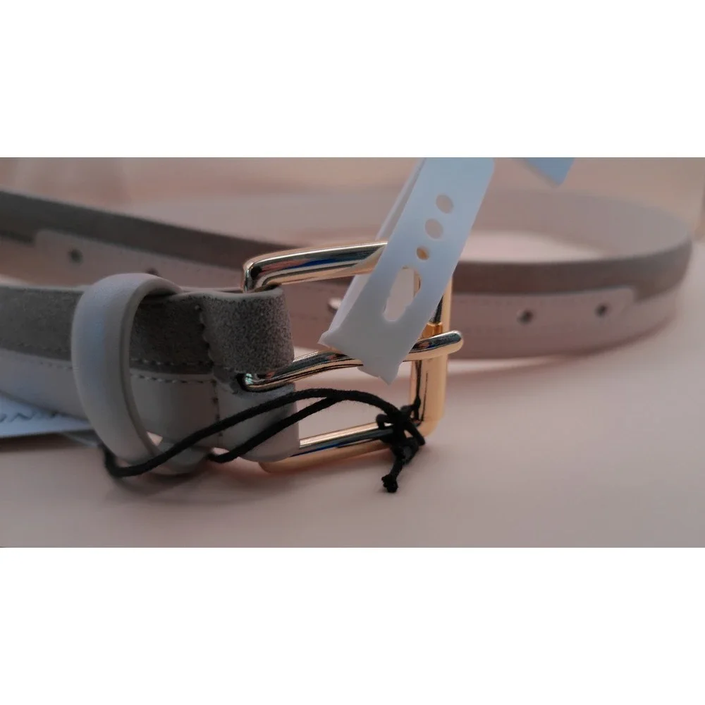 ⁠Jason Wu Leather Skinny Belt Bone Off White Gold Size L JB112602 Old Money